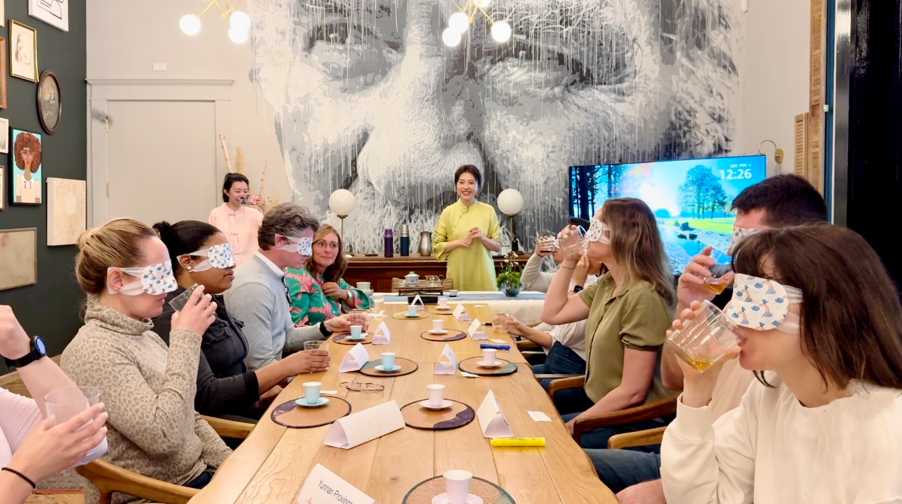Guests exploring Chinese tea and tea-inspired cocktails at Common House