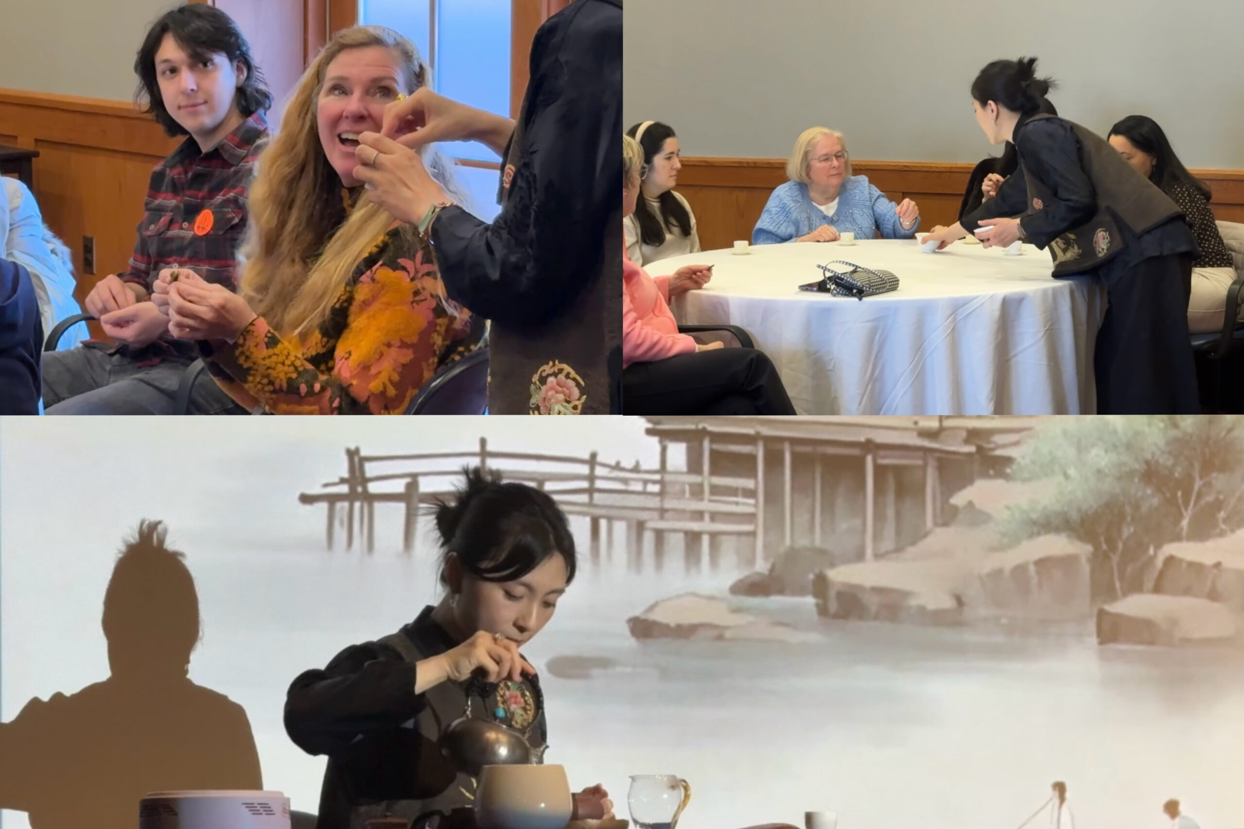 Feather Chen presenting Chinese tea and Ming-dynasty tea wares during a museum collaboration at Jamestown.